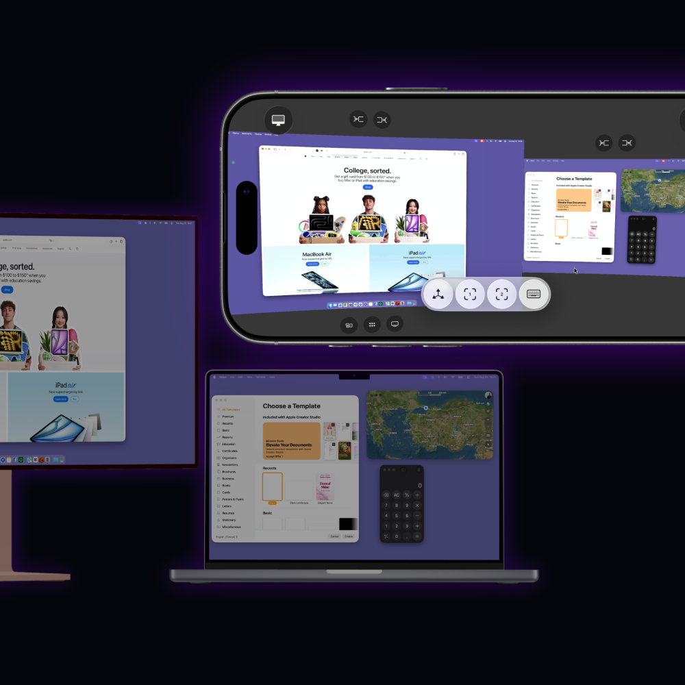Spatial Display showing multiple Mac displays arranged as spatial monitors